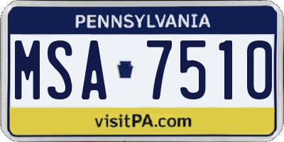 PA license plate MSA7510