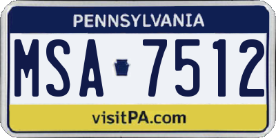PA license plate MSA7512