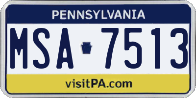PA license plate MSA7513
