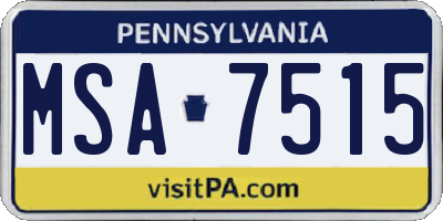PA license plate MSA7515