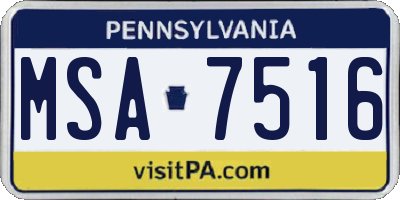 PA license plate MSA7516