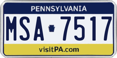 PA license plate MSA7517
