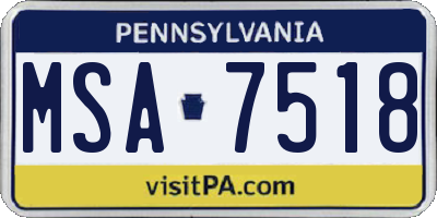 PA license plate MSA7518