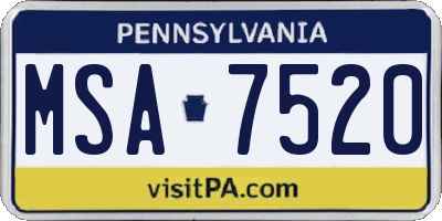 PA license plate MSA7520