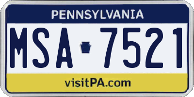 PA license plate MSA7521