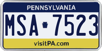 PA license plate MSA7523