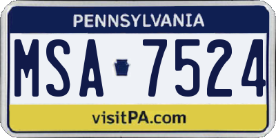 PA license plate MSA7524