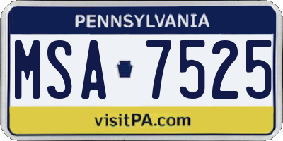PA license plate MSA7525