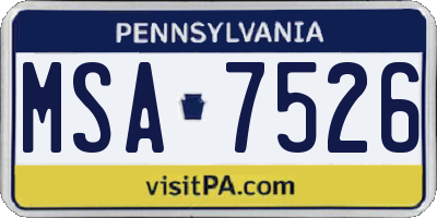 PA license plate MSA7526