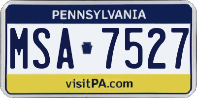 PA license plate MSA7527
