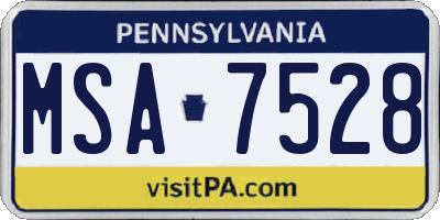 PA license plate MSA7528