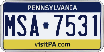 PA license plate MSA7531