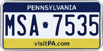 PA license plate MSA7535
