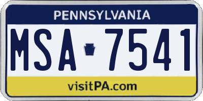 PA license plate MSA7541