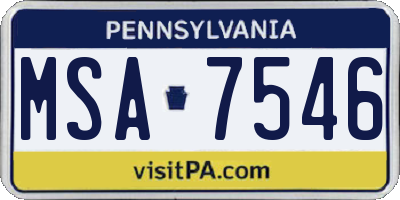 PA license plate MSA7546