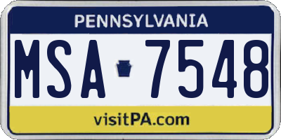 PA license plate MSA7548