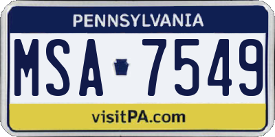 PA license plate MSA7549
