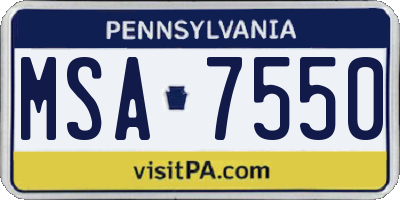 PA license plate MSA7550