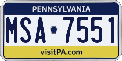PA license plate MSA7551