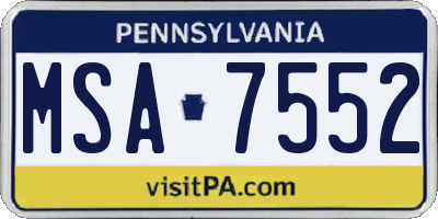 PA license plate MSA7552