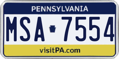PA license plate MSA7554
