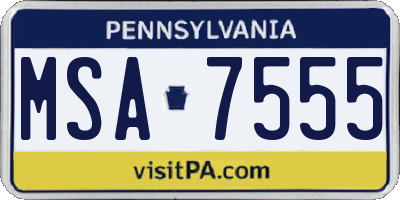 PA license plate MSA7555