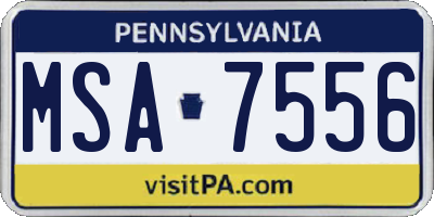PA license plate MSA7556
