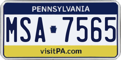 PA license plate MSA7565
