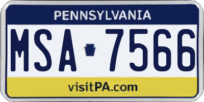 PA license plate MSA7566