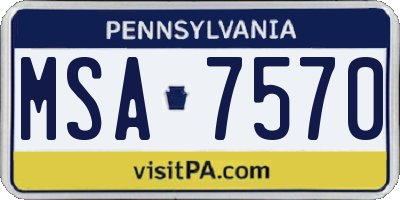 PA license plate MSA7570