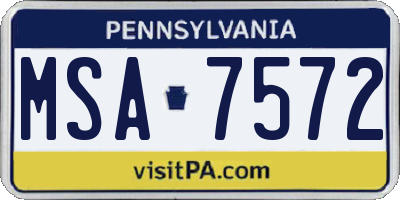PA license plate MSA7572