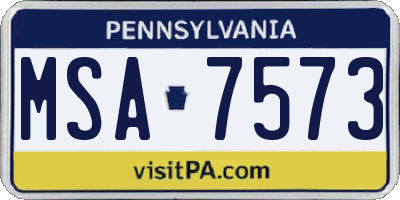 PA license plate MSA7573