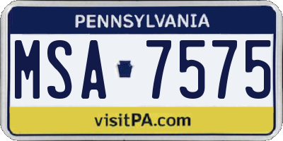 PA license plate MSA7575