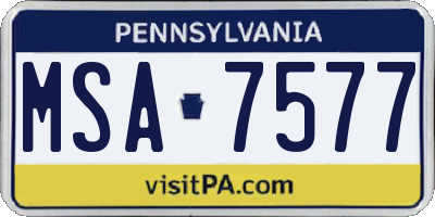 PA license plate MSA7577