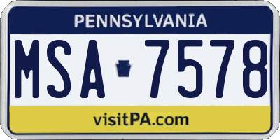 PA license plate MSA7578