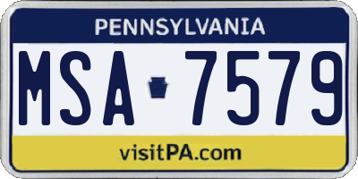 PA license plate MSA7579