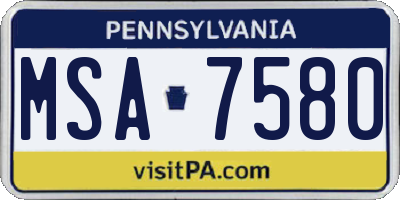 PA license plate MSA7580