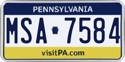PA license plate MSA7584