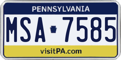 PA license plate MSA7585