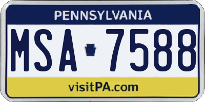 PA license plate MSA7588