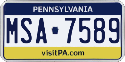 PA license plate MSA7589