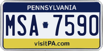 PA license plate MSA7590