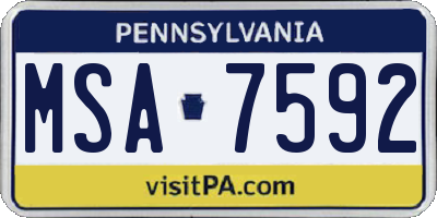 PA license plate MSA7592