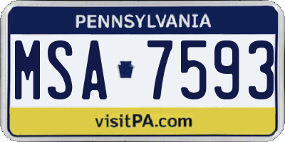 PA license plate MSA7593