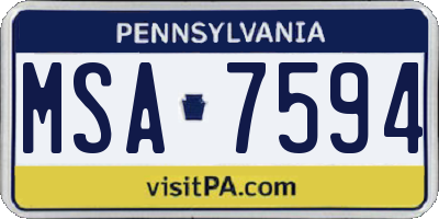 PA license plate MSA7594