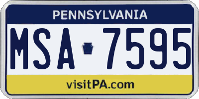 PA license plate MSA7595