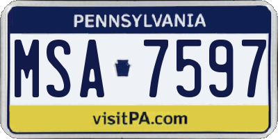 PA license plate MSA7597