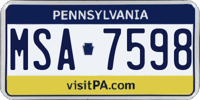 PA license plate MSA7598