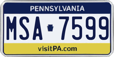 PA license plate MSA7599