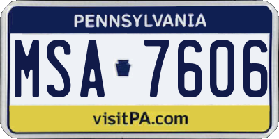 PA license plate MSA7606